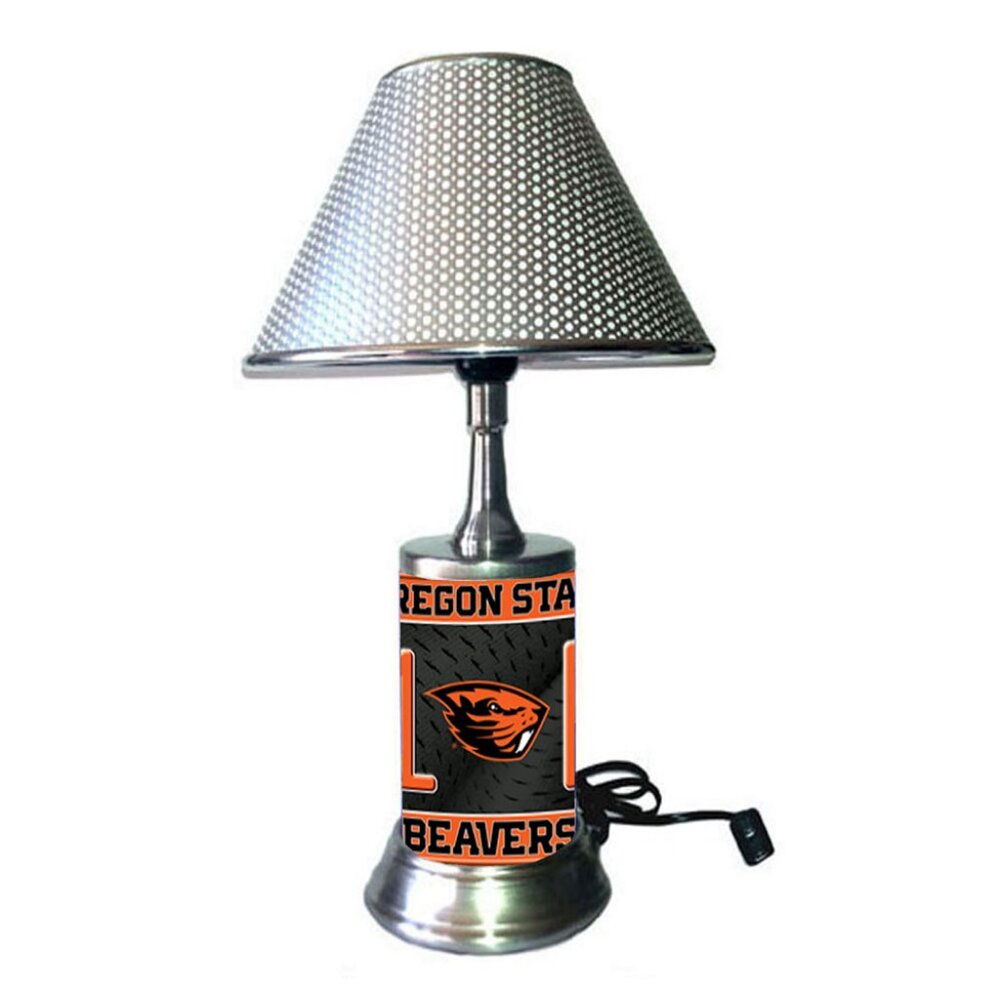 Oregon State Beavers lamp with chrome finish shade, NCAA